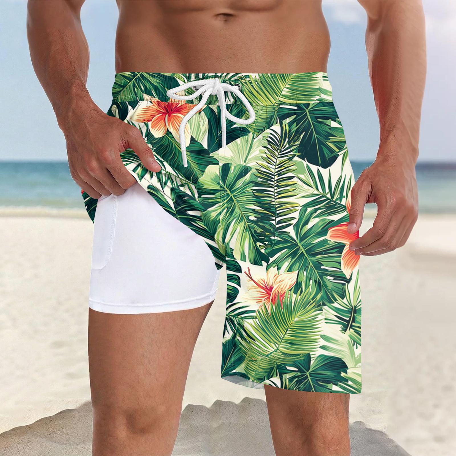 

Мужские плавки для плавания, быстросохнущие, пляжные, повседневные (С карманами) L армия зеленый