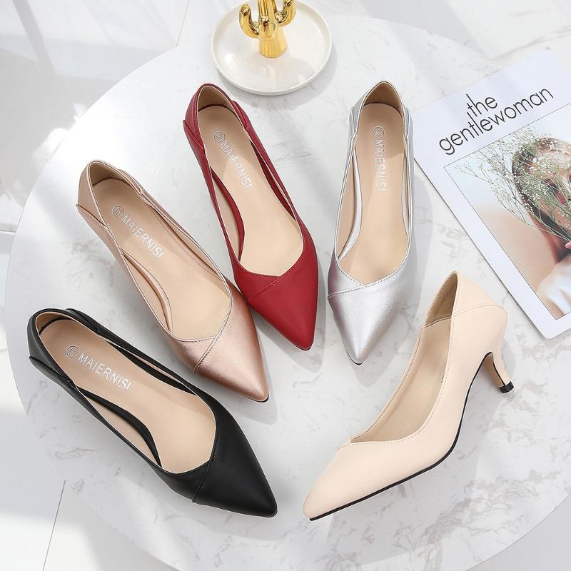 Fashion Pointed Stiletto High Heels Shoes Sexy Single Shoes Plus Size 46 Shallow Mouth Women's Work Dress Shoes High Heel Pumps