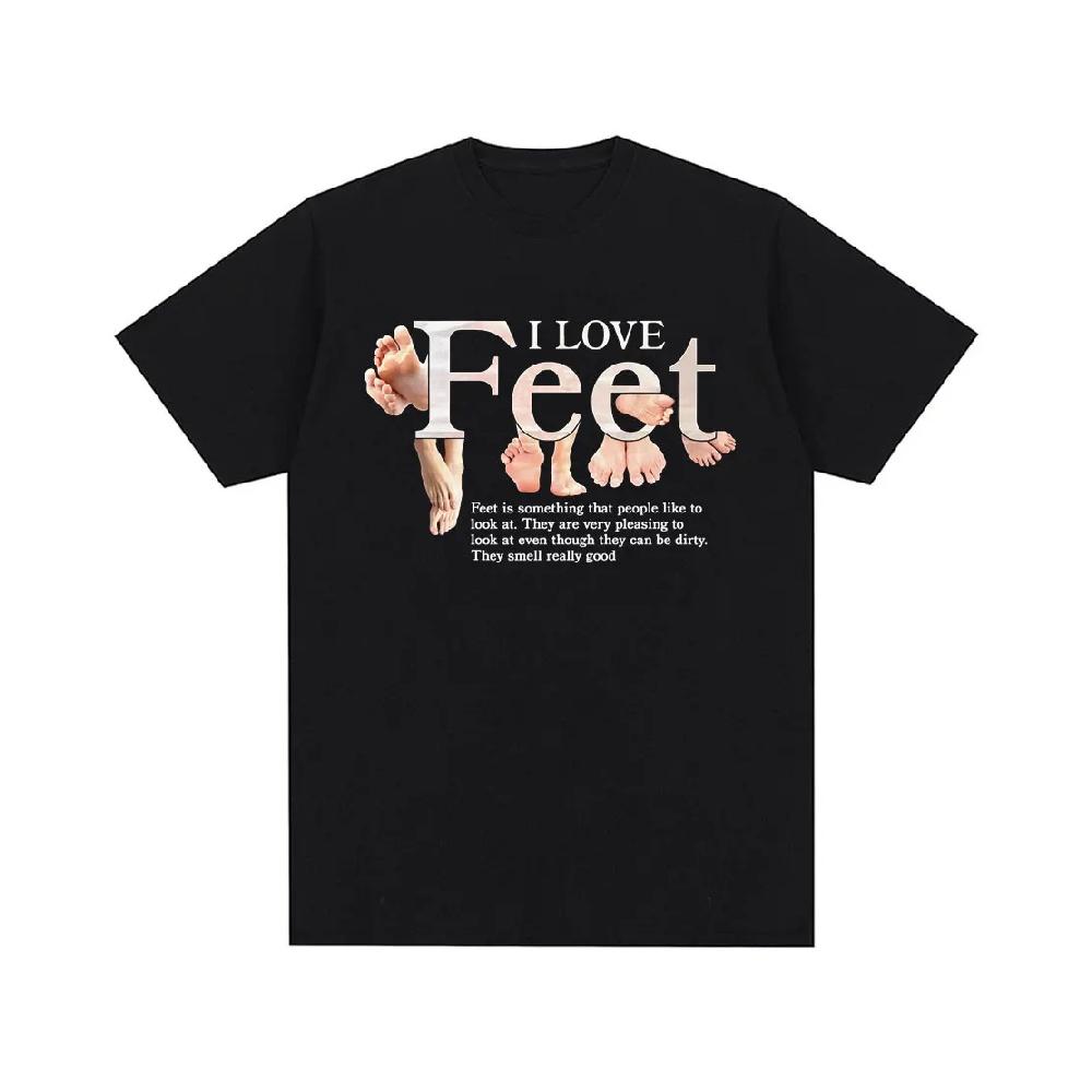 

I Love Feet Funny Meme T-Shirts Men Women Clothing Humor Fashion Summer Soft Cotton O-Neck Oversized Casual T Shirt Streetwear S чёрный