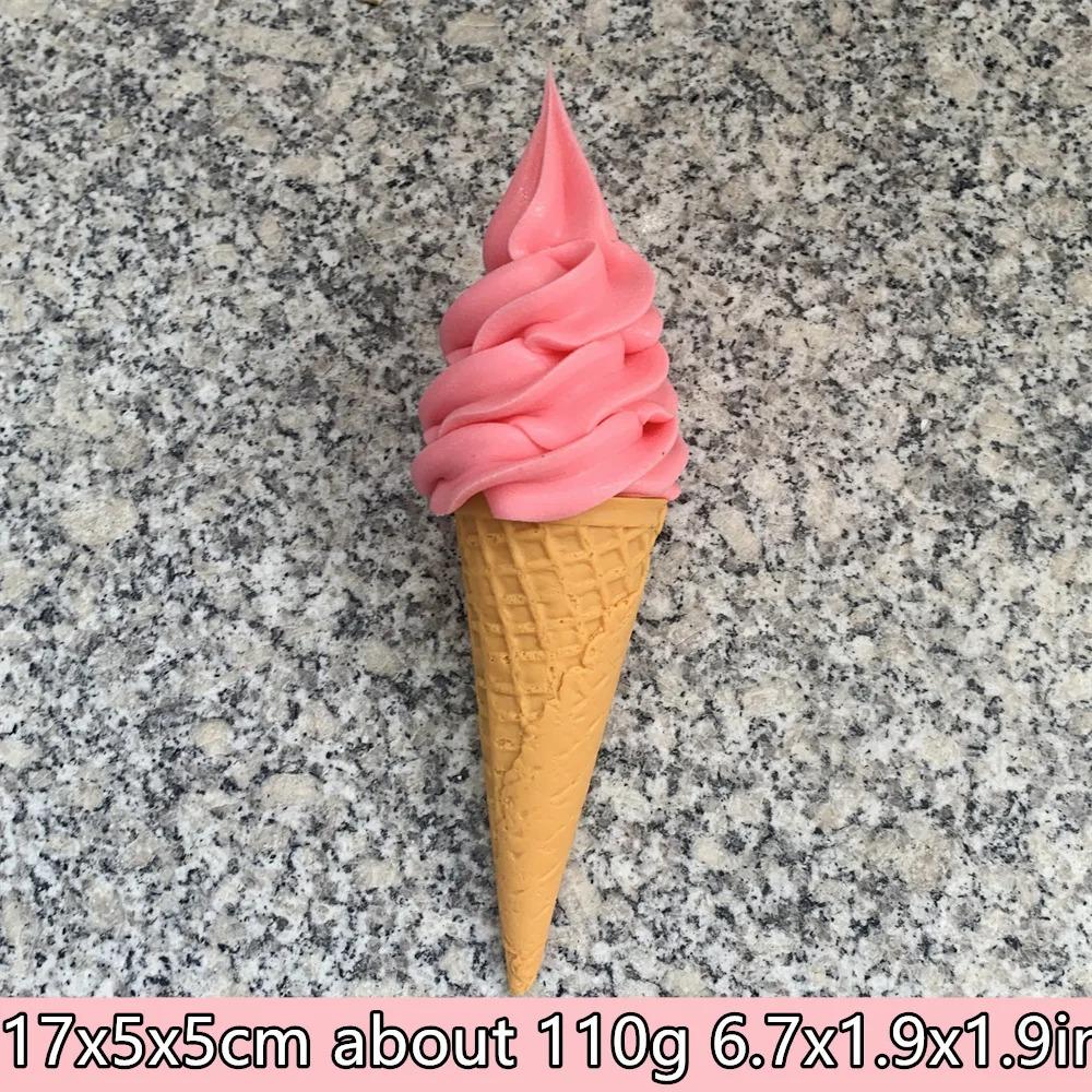 Plastikowy Model Symulujący Jedzenie Dekoracja Rekwizyt Podwójne Kolory DIY Lody Sztuczny Rożek Waflowy 17cm 6.7cala Pokaz Wideo ASMR