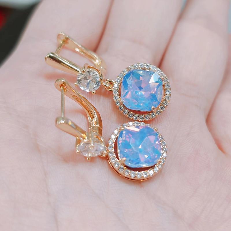 Luxuriöse Party Ohrringe für Frauen 2023 Neue Bunte Zirkon Tropfen Ohrring Mode Gold Farbe Hochzeit Engagement Schmuck Zubehör