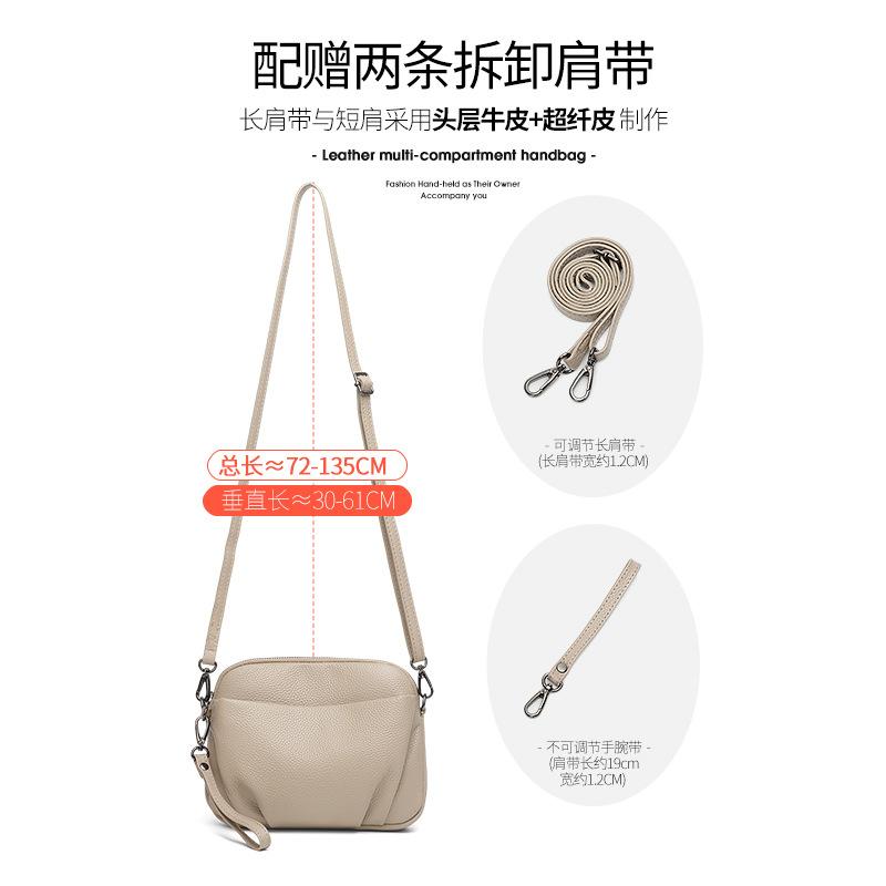 Minimalist Commuter Genuine Leather Women's Shoulder Bag Casual Small Square Bag Multi-Pocket Top Grain Cowhide Crossbody Bag