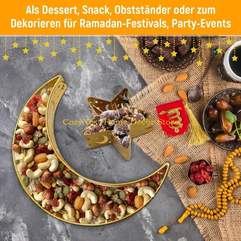 92MF Ramadan Eids Mubarak Mond und Sterne Snackschale Obstschale für Heimdekoration und besondere Anlässe