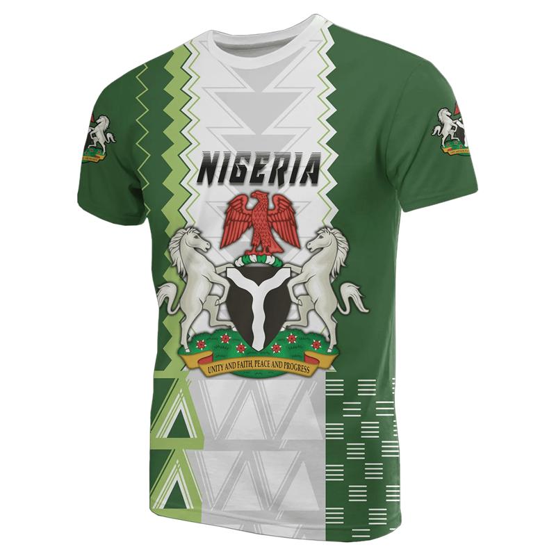 Nigeria Flag Men's T-shirts Nigerian Emblem Graphic Print Africa Clothing Ropa Hombre Summer Oversized Short Sleeve Male Tops