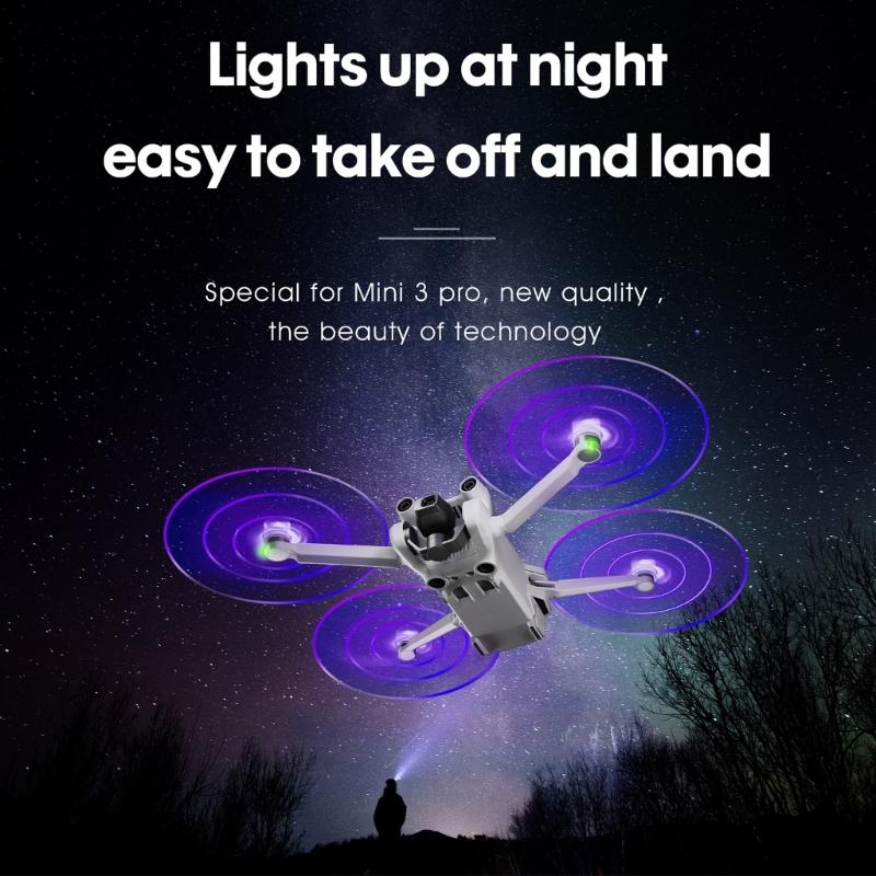 LED Flash Light Propellers for Mini 3 PRO Blades Props Cool Glowing Ring Paddle Blade Rechargeable Night Flying