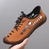 Men's Summer Hollow Sandals Hand-stitched Soft Sole Soft Surface Breathable Casual Hole Shoes Driving Shoes