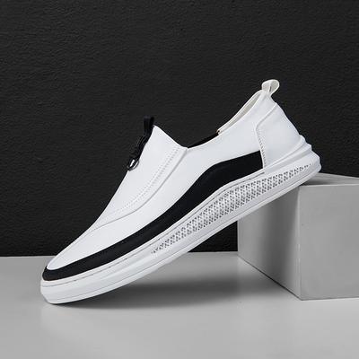 Black White Leather Casual Shoes Men Spring Autumn Slip-On Mens Loafers Soft Italian Flats Men'S Light Moccasins Walking Shoes