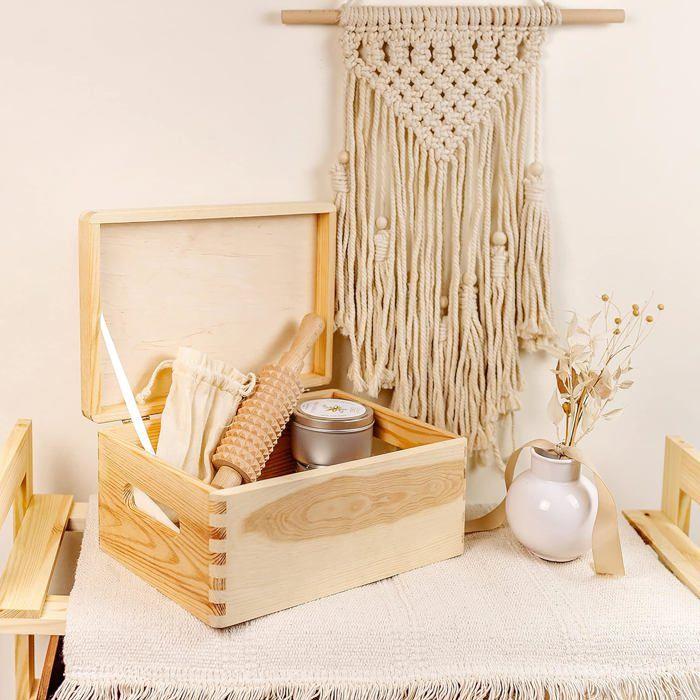 Boîte De Rangement En Bois Creative Deco 30x20x14cm | Naturel | Non Peinte | Caisse Coffre Malle À Décorer