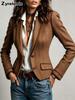 Women's Western Casual Patchwork Jacket Coat with Pockets with Fall Winter