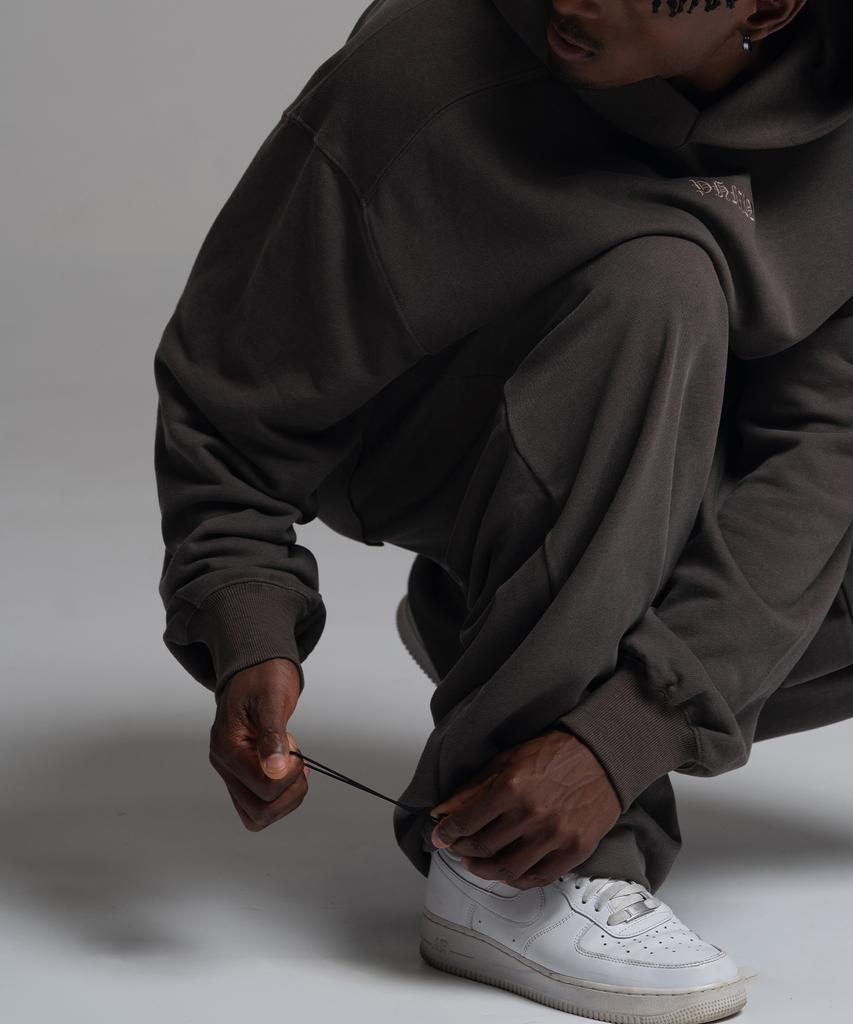 PHERMENON Pigment Oversized Wide String Jogger Pants - Gray