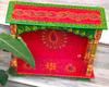 Handmade Painted Wood Mandir: Embossed Hindu Home Altar