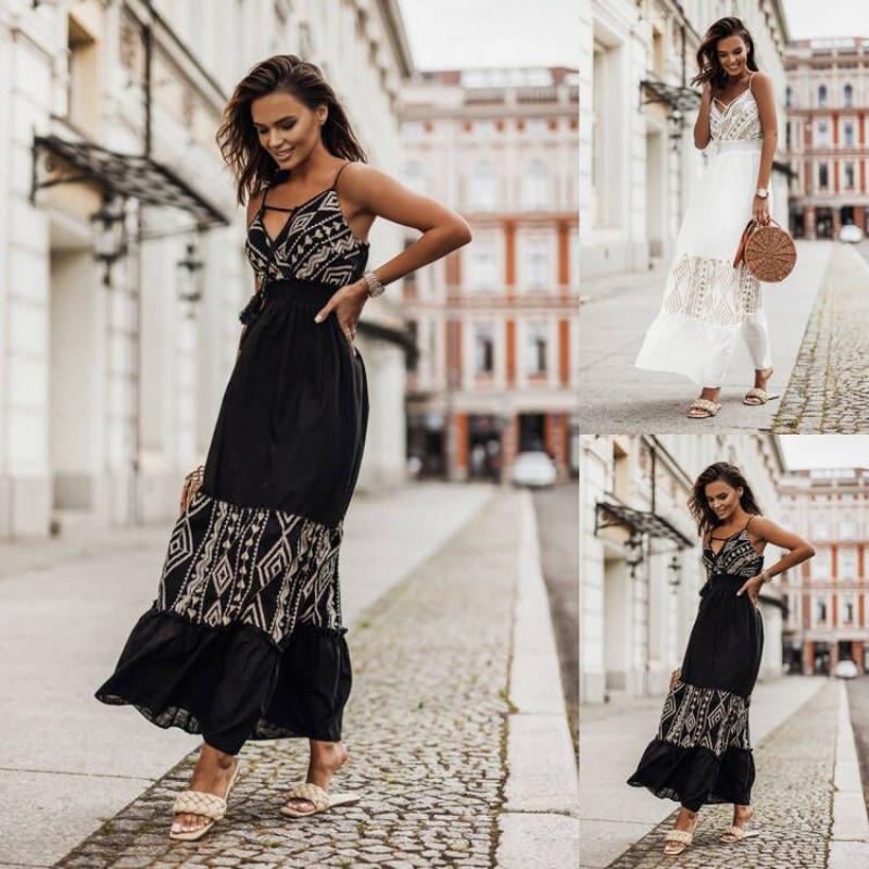 bohemian embroidered suspender dress
