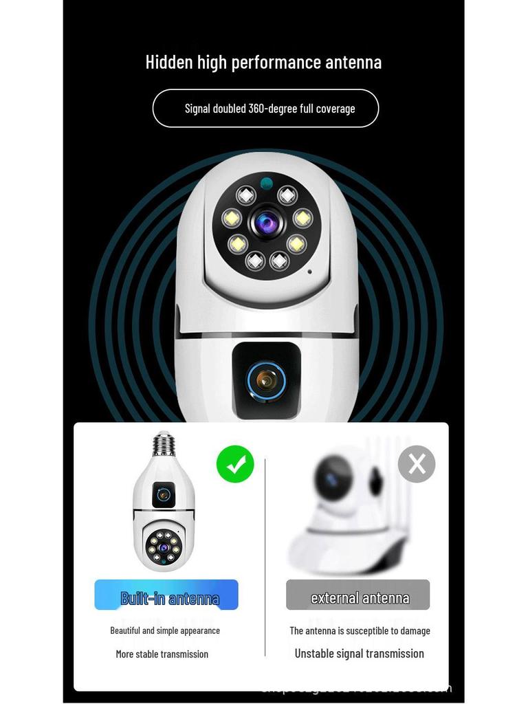V380 Dual-Lens 360° Surveillance Camera: Home Wireless WiFi Monitor.