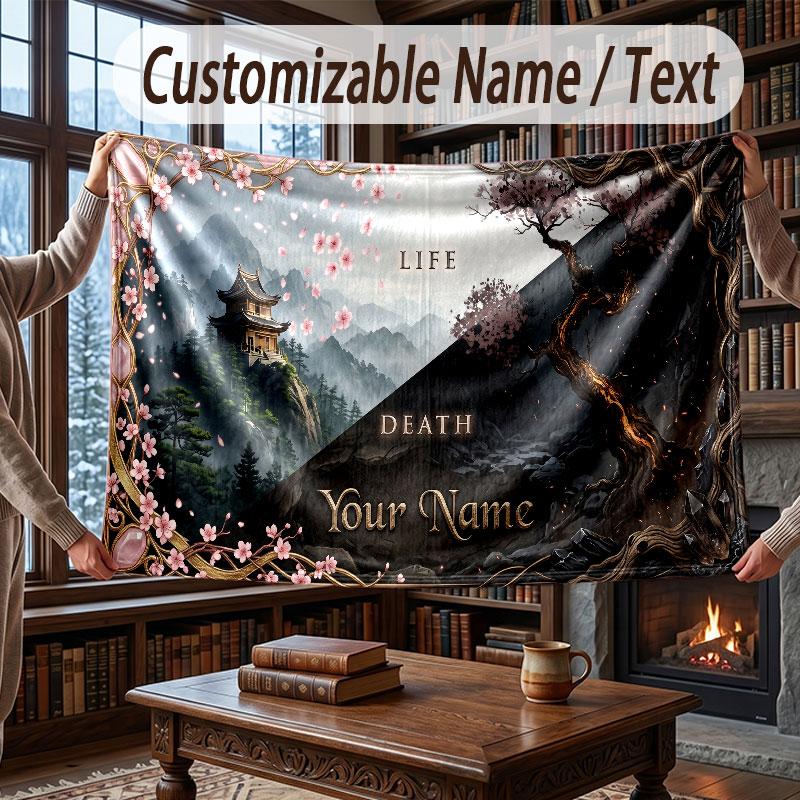 Abstract Personalized Theme Throw Blanket Custom Name Text Personalized Blanket Soft Cozy Blanket for Home Sofa Bed
