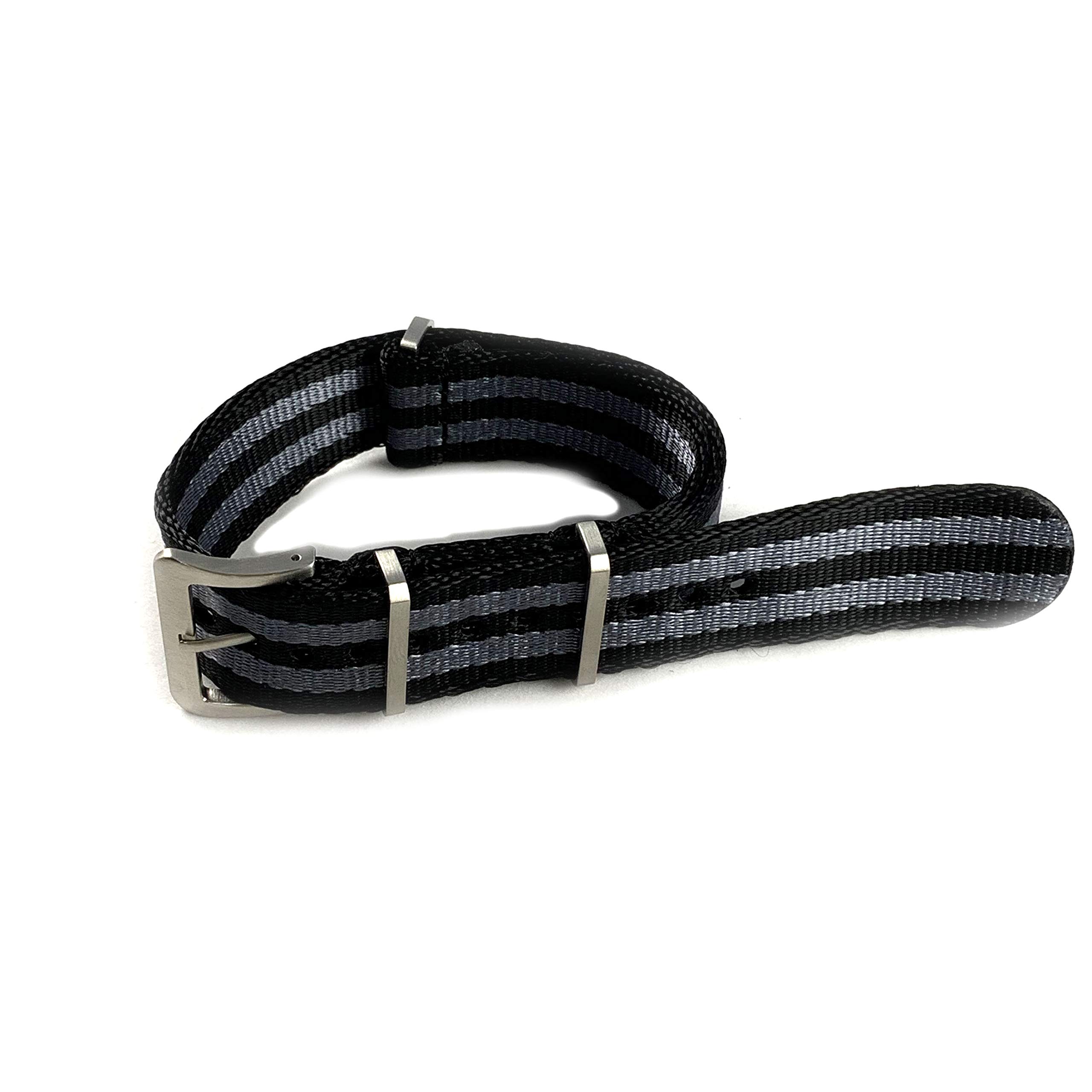 

Премиальные нейлоновые часы для ВМФ G10 черные с двумя серыми полосами Co. Ремешок типа НАТО, (22мм)