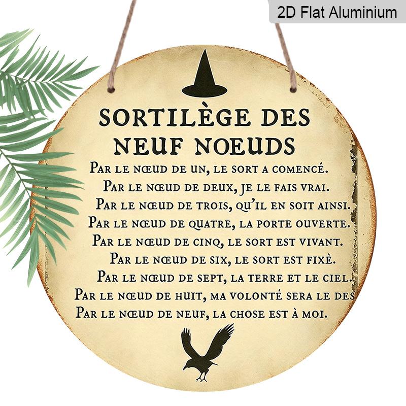 

2D Flat Aluminum Vintage Altar Sign Wall Decoration, Available in Multiple Sizes, with A French Magic Spell Chanting Design. Suitable for Cafes 20*20cm