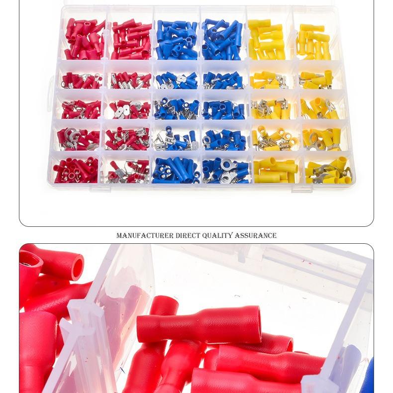 500Pcs/Box European Pre-insulated Copper Crimp Terminals Ring & Spade Wire Connector Kit