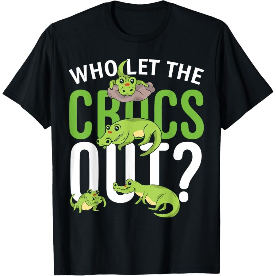 

Who let the Crocs out_ funny Crocodile Tee for Kids T-Shirt(1) XXXXXL чорний
