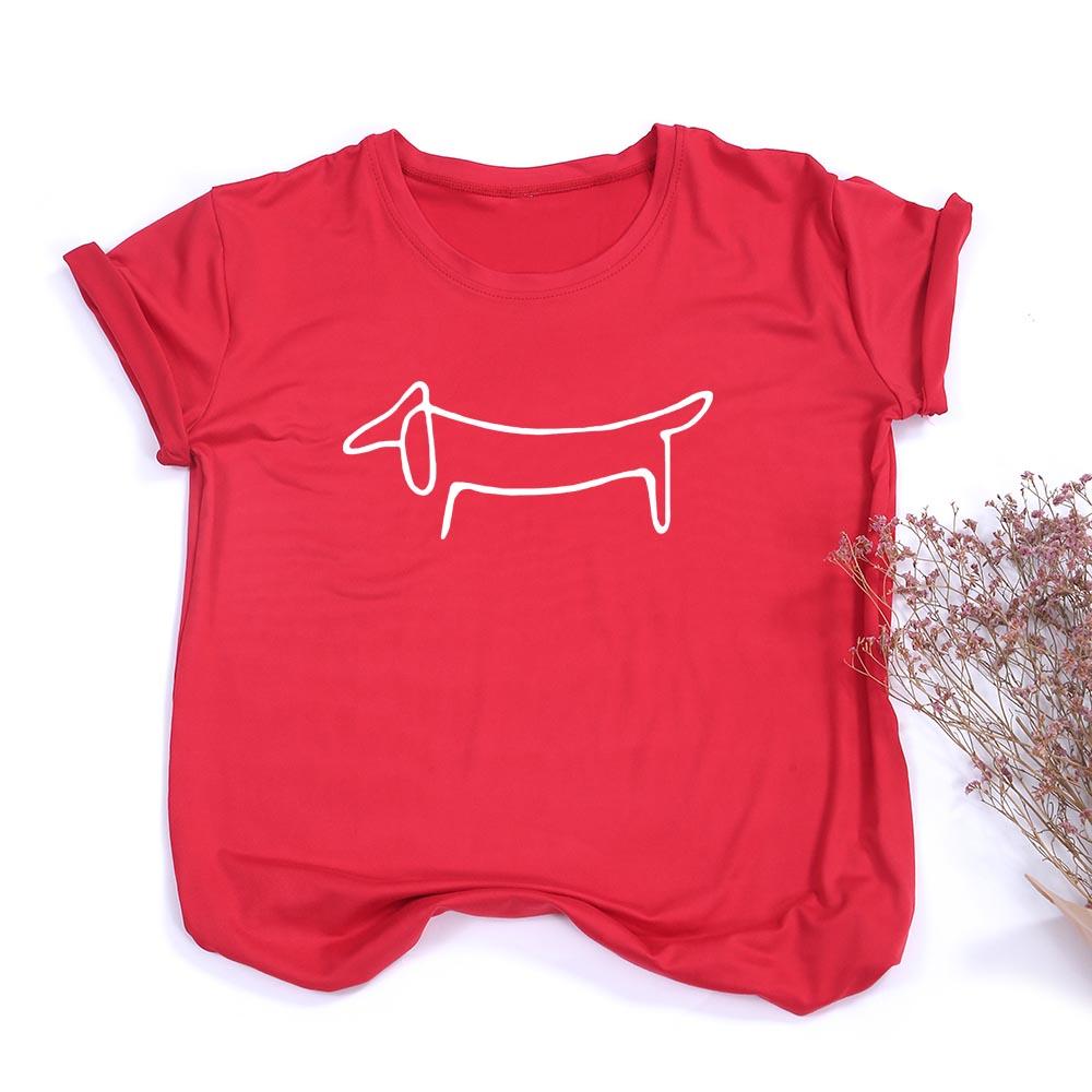 Simple Dachshund Dog Print Clothes Women Summer T Shirt Graphic Tees Female Harajuku Aesthetic Short Sleeve
