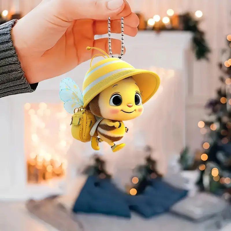 Cartoon Honeybee Charming Acrylic Car Pendant Cute Bumblebee Hanging Decor Cars For