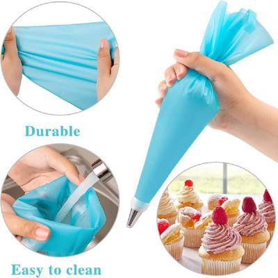 Silicone Piping Bags and Tips Set DIY Cake Decorating Kit with Stainless Steel Nozzle Reusable Icing Bag Pastry Cake Baking Tool