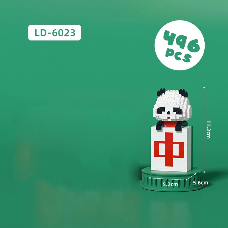 Cartoon Animal China Mahjong Micro Diamond Block Panda Tiger Cattle Building Brick Dragon Reindeer Rabbit Pig Nanobrick Toys