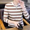 Vêtements Homme Printemps Automne Pull Col Rond Manches Longues Broderie Géométrique Rayé Couleur Contrastée T-shirt Hauts Décontractés