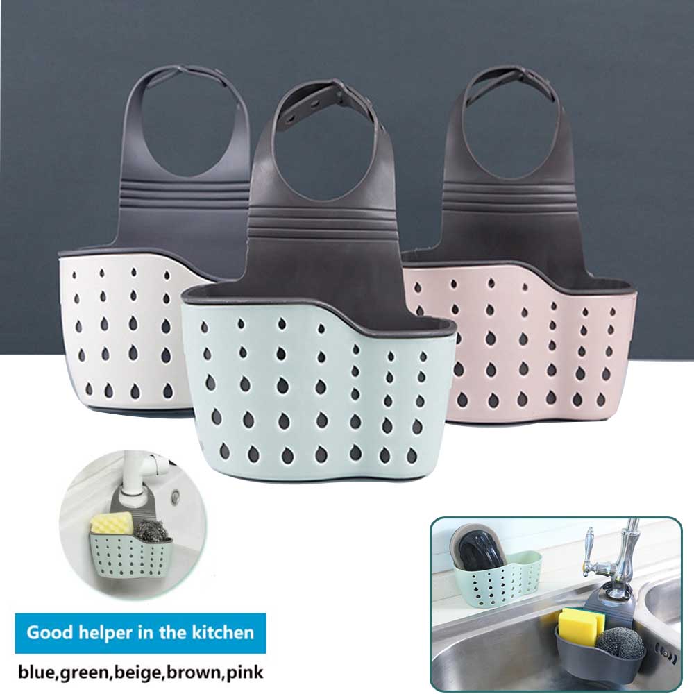 1 Stück Aufbewahrungskorb mit Abtropffunktion für Zuhause Küchenspülbeckenhalter Verstellbares Seifen-Schwamm-Regal Hängender Abtropfkorbbeutel Küchenzubehör
