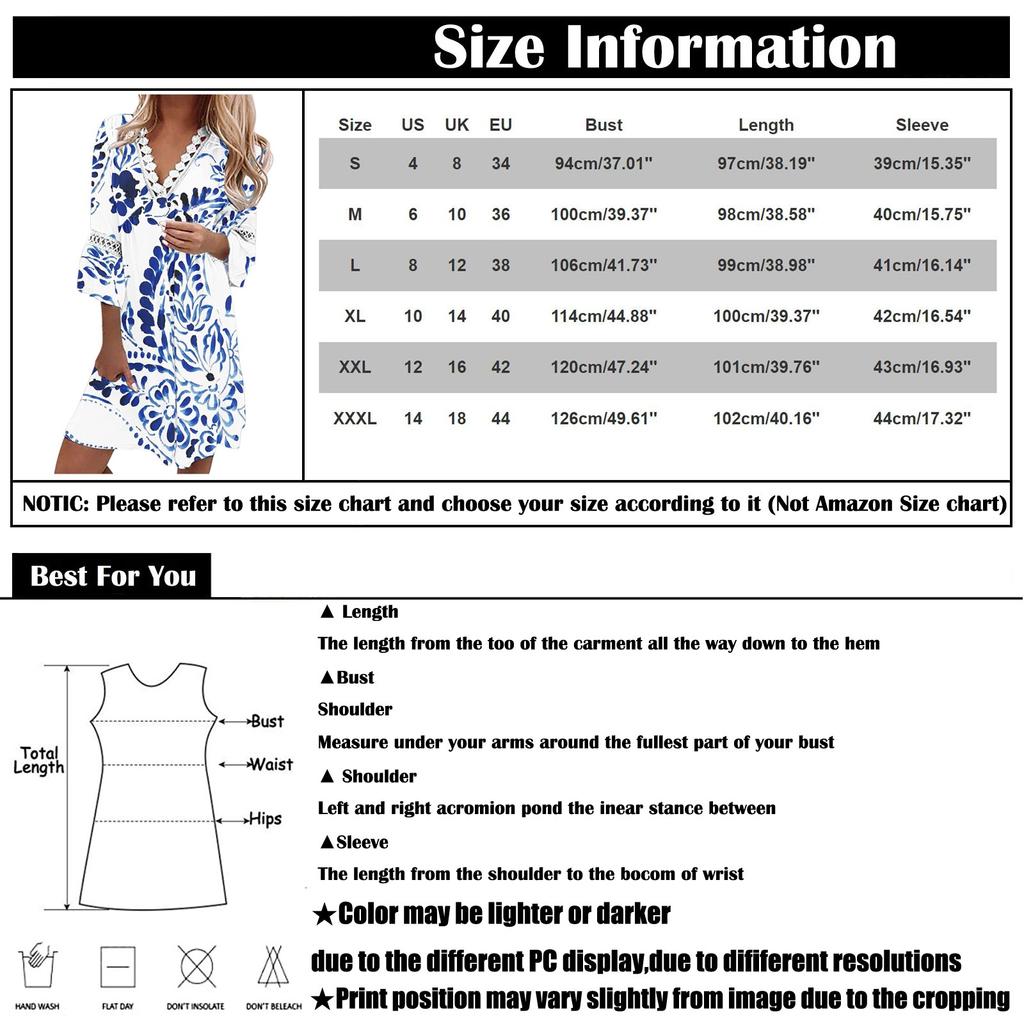 Fashion Women's V-neck Printed Lace Patchwork Bohemian Casual Resort Dress