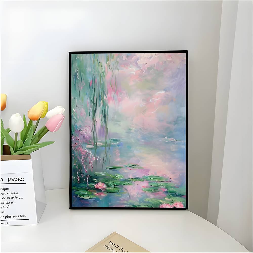 C-Claude Monet Poster Self-adhesive Art Waterproof Paper Sticker Coffee House Bar Room Wall Decor