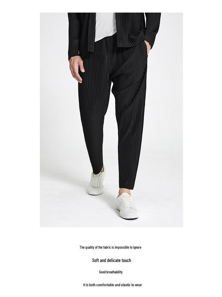 Men's Japanese-Style Loose Fit Pleated Casual Pants Summer 2021