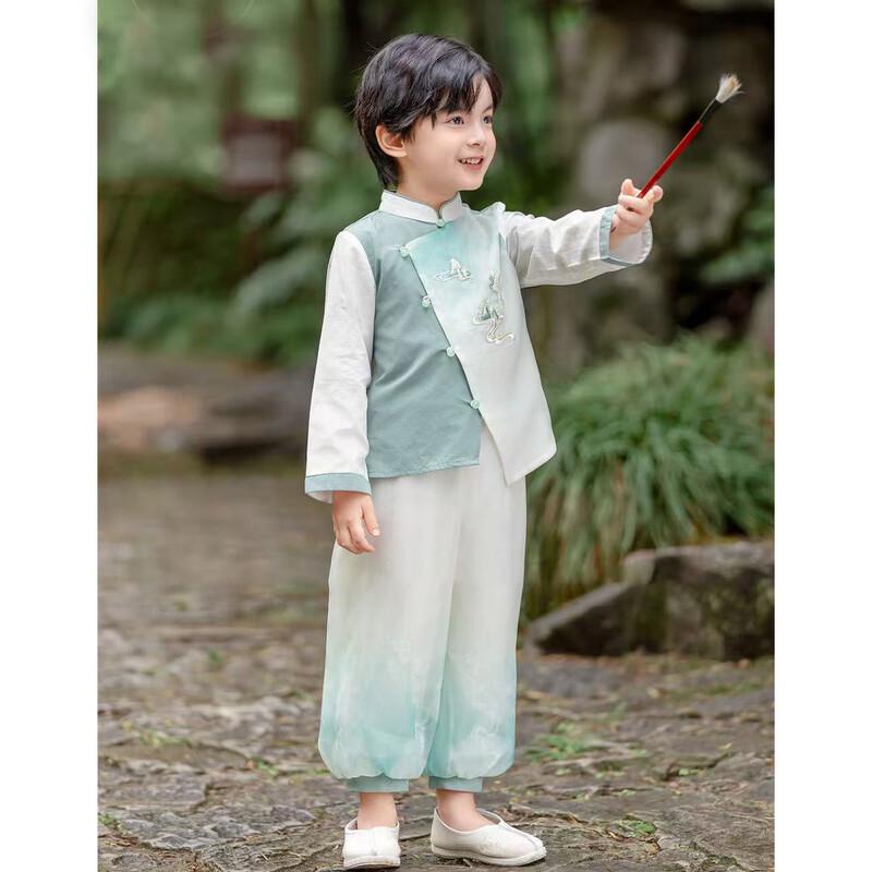 Montagut Kids Green Hanfu Tang Suit Set 110