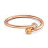 Citrine White Topaz Minimalist Bypass Ring - 925 Sterling Silver Rose Gold Vermeil