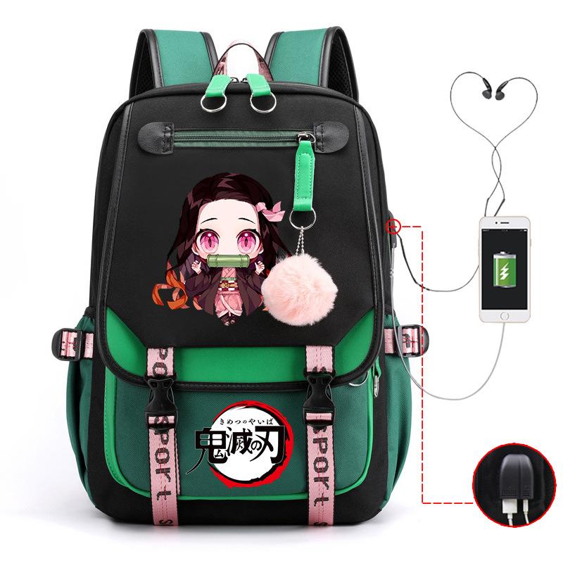 Ghost Annihilation Blade Grade 3-6 Junior High School Student High School Student School Bag Strap USB Multifunctional Backpack