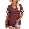 Sommer Neues Damen locker V-Ausschnitt gestreiftes Kurzarm-T-Shirt, lässiges Oberteil für Damen, grenzüberschreitende Kleidung