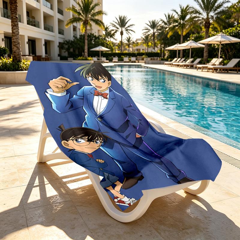 Detective Conan Print Beach Towel Design, Soft, Lightweight. for Home Bathroom, Spa, Pool, Yoga, Surfing, Camping, Gift for Family, Friend