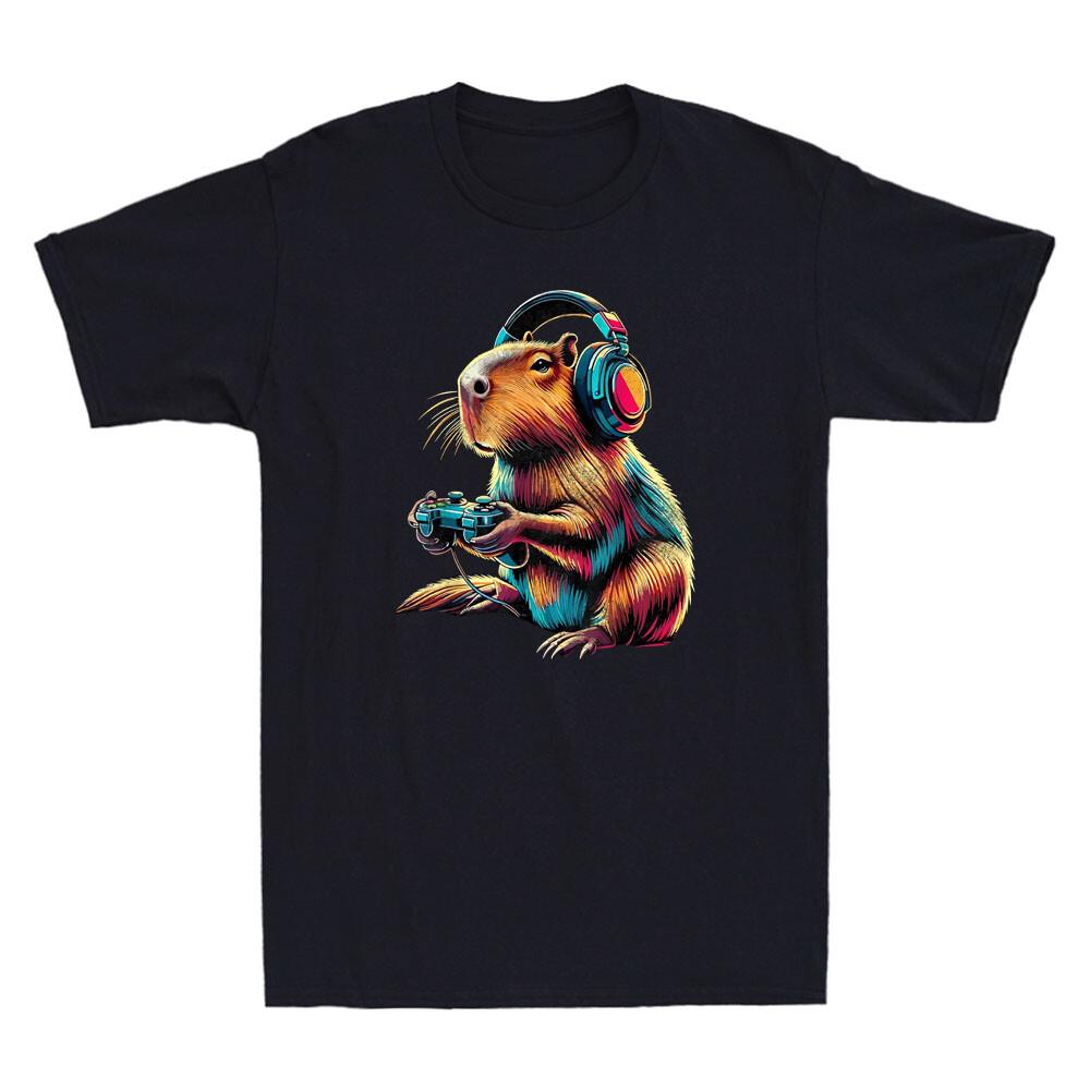 Capybara Funny Video Games Capybara Graphic Novelty Men s Short Sleeve T-Shirt M
