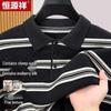 Hengyuanxiang Men's Long Sleeve Striped Polo Sweater