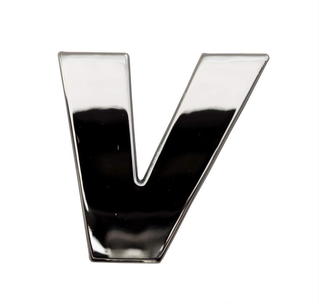 Mukojima Automobile Supplies Manufacturing MYS-051T 3D 3D Molded Emblem Sticker Alphabet V Silver