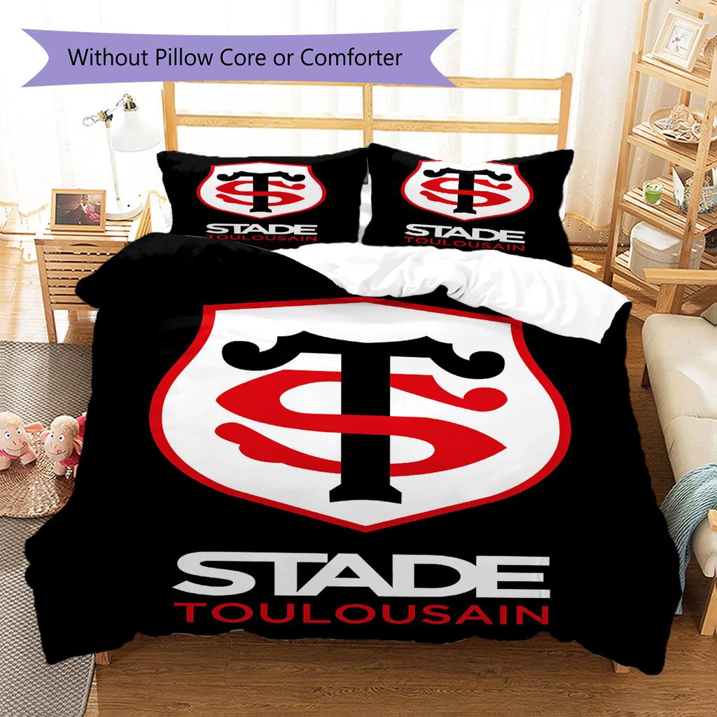 Stade Toulousain Pattern Bedding,Quilt Set Quilt Cover Pillowcase Home Birthday Gift(1 * Duvet Cover + 2 * Pillowcase, Without Core)