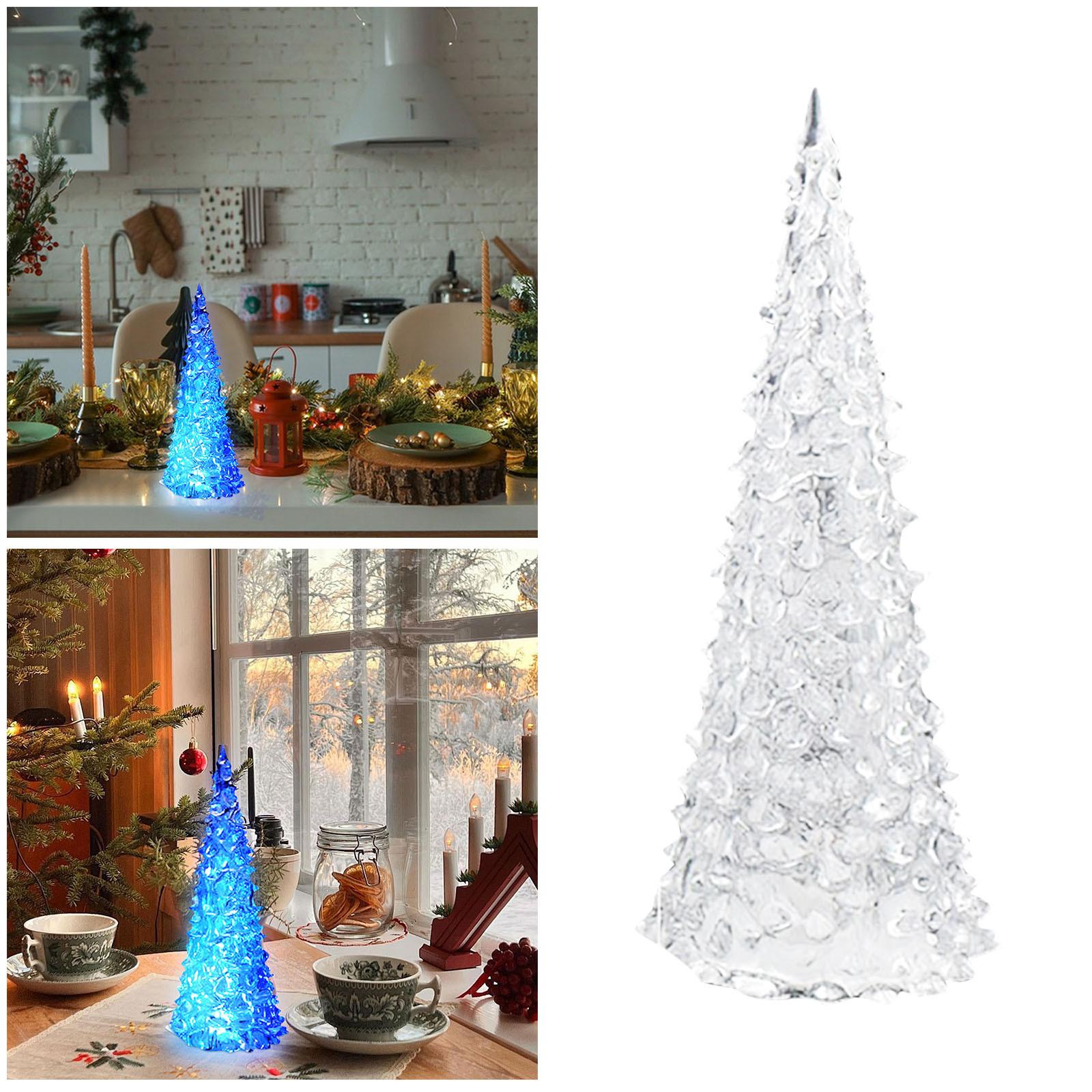 

Christmas Tree With Lights Mini Christmas Trees Clear Crystal Luminous Xmas Tree Desktop Ornaments For Christmas Decorations One Size чистый