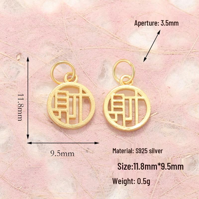 S925 Silver Gold-Plated Butterfly Abacus Pendant with Fu Character for DIY Bracelet & Necklace