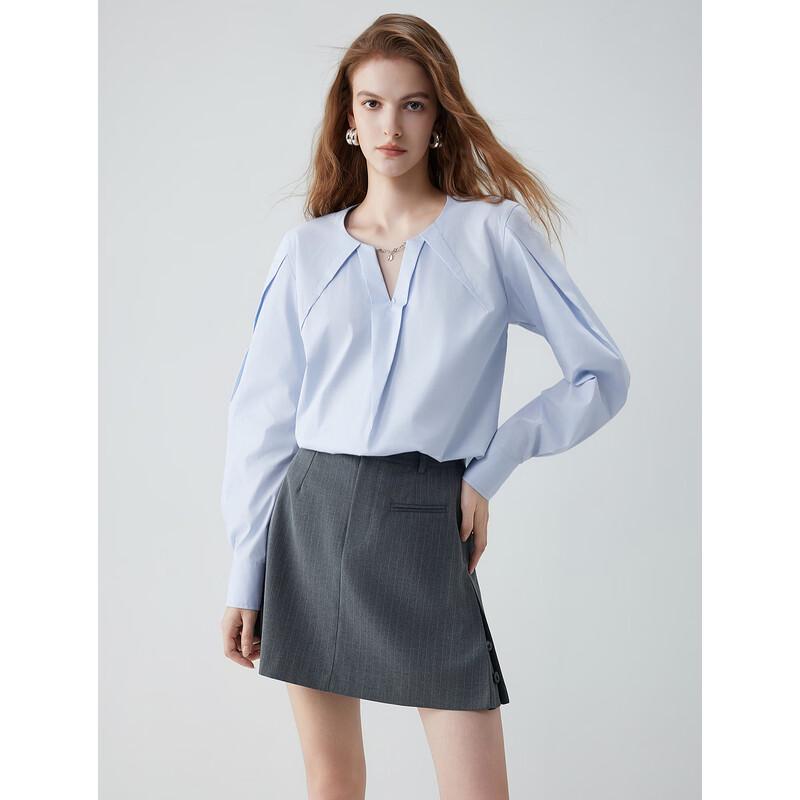 ELLE Women s V-Neck Short Sleeve Casual Shirt S