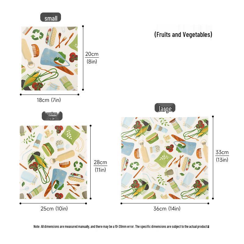 Nien Degradable Beeswax Wraps - 3-Piece Food-Grade Preservation Set