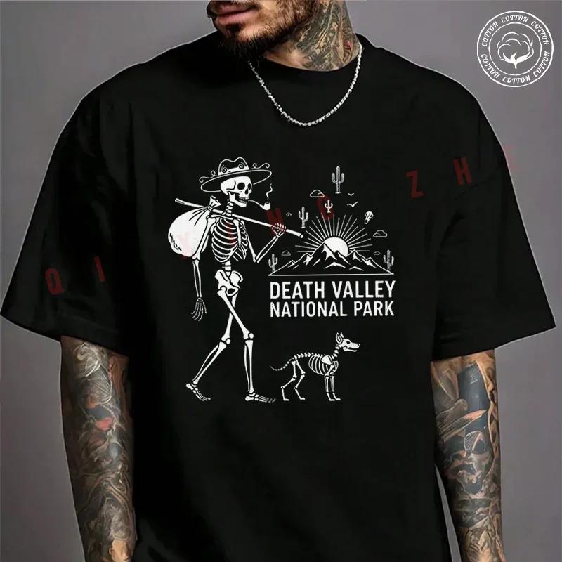 Men T Shirt Casual Death Valley National Park Skeleton Hiker Graphic National Moto T-shirt Grap