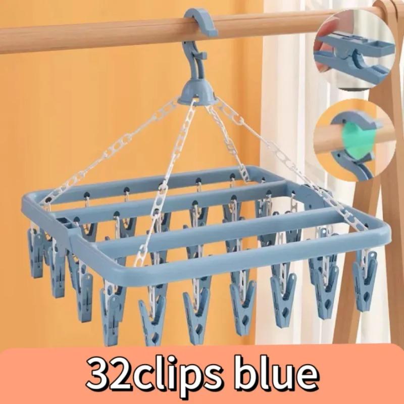 Folding Hangers Multi-Functional Windproof Socks Clip Drying Hangers Household Plastic Clothing Socks Drying Hangers