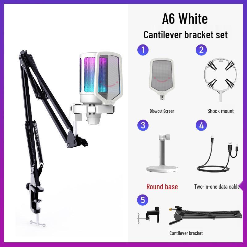 Fifine A6 Radiance RGB Microphone for PC, Phone, Recording, Gaming, Dubbing & Live Streaming