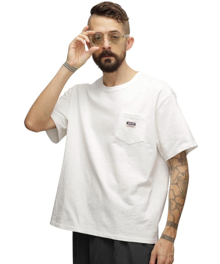Schott WORK LABEL POCKET T-SHIRT, Men's, Size S, 030, White, 782-5934005