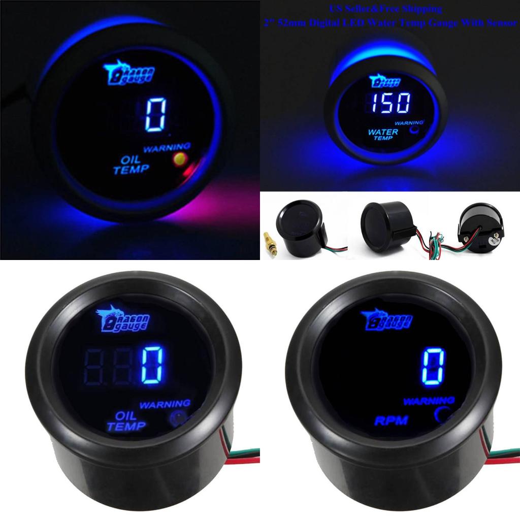Automotive 52mm Water Oil Temperature Speed Voltage Meter With Abs Aluminum Finish For Car Modification