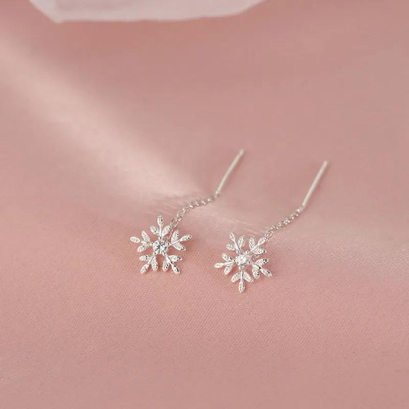 Yanyu Exquisite Snowflake Threader Earrings Women Design Niche Fashion Versatile Ear Rings Elegant Ear Jewelry Stylish Daily